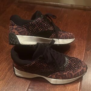 Jessica Simpson Black and Brown Leopard Sneakers